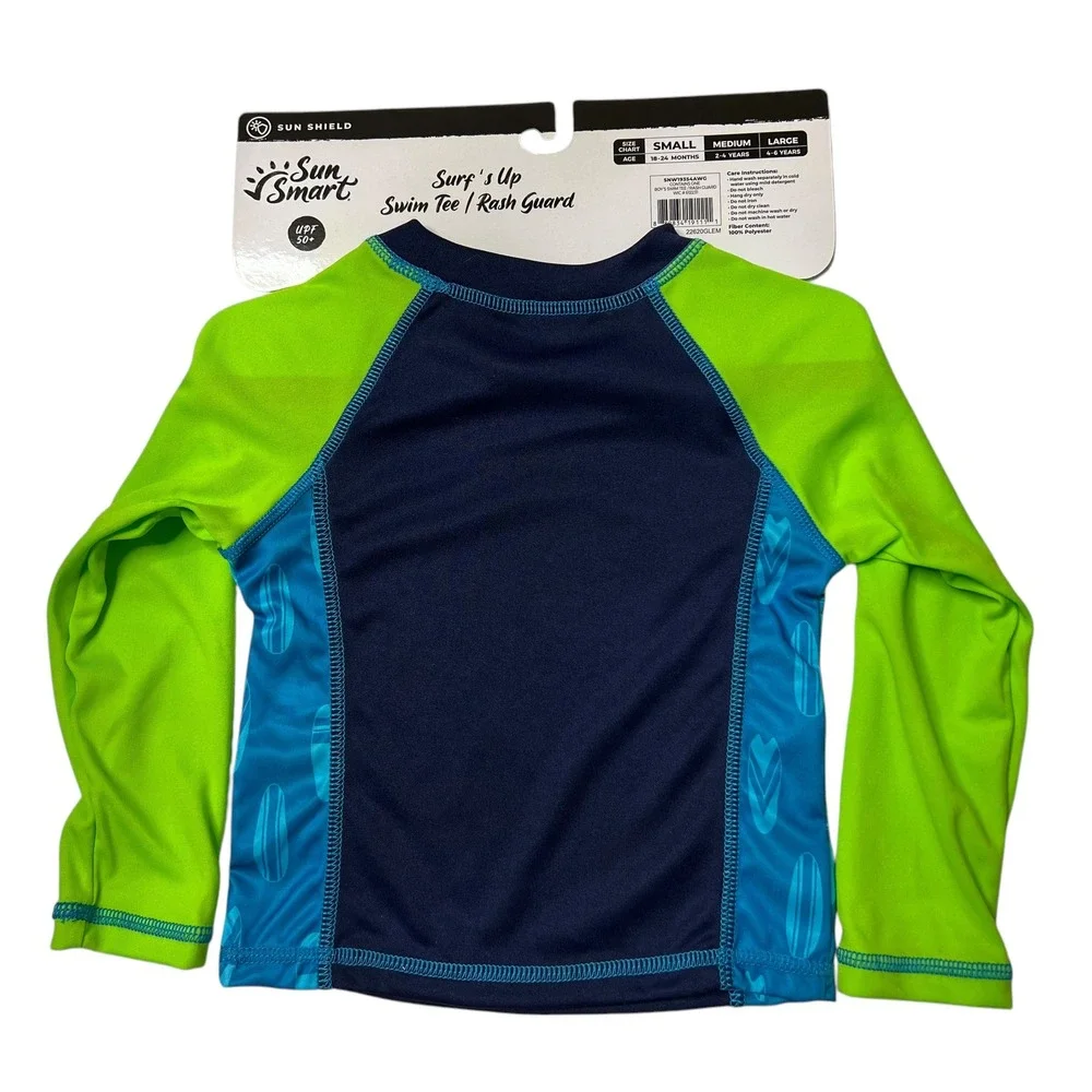 Sun Smart Boy's Rash Guard Swim Tee‎ UPF 50+ Surf Car Graphic 18-24 (Months) S